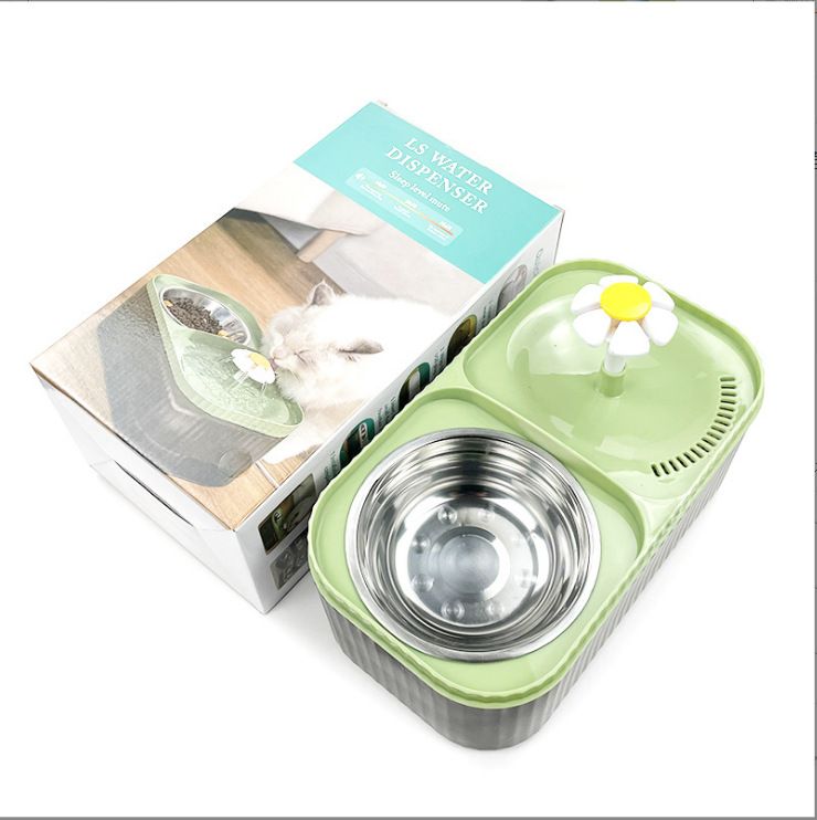 Pet Feede Dispense, Live Dinking Device, Two-in-One Food Bowl Fo Cats And Dogs, Automatic Ciculating Wate_voghion.com