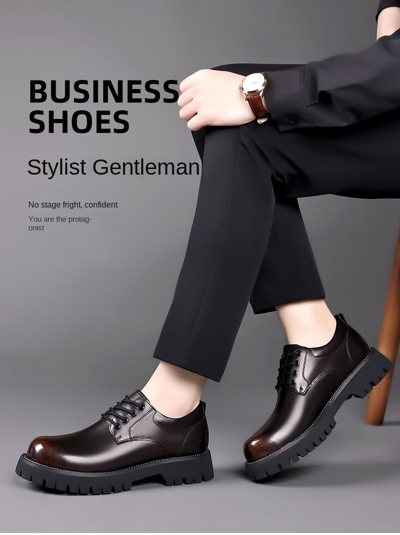 Retro Casual Big Toe Leather Shoes, Polerte Lærsko_voghion.com