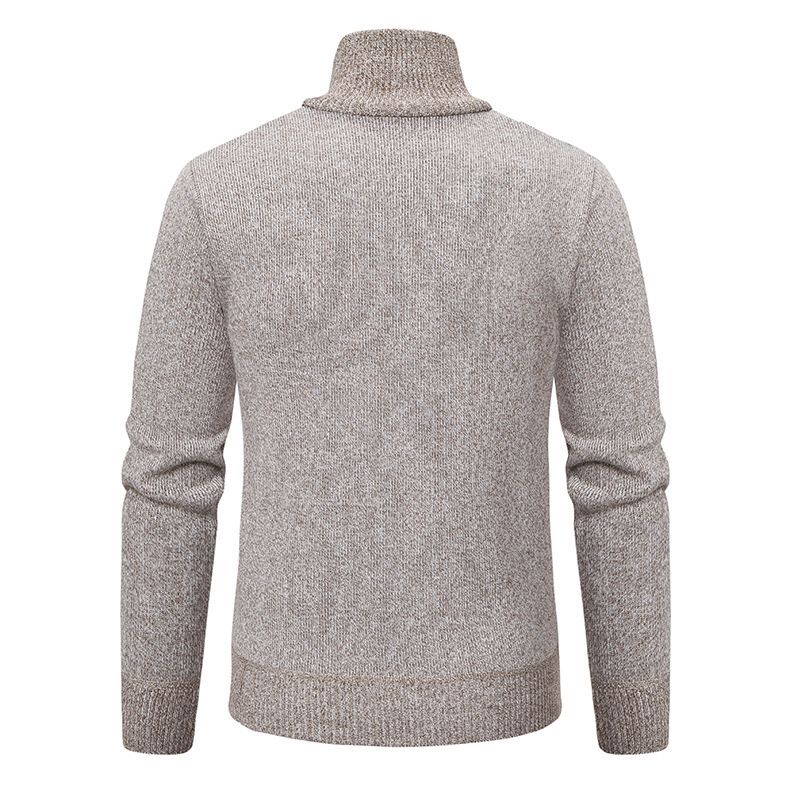 Men's Clothing autumn and winter men's stand up collar thickened sweater knitted pullover large size half zip knitted tops men_voghion.com