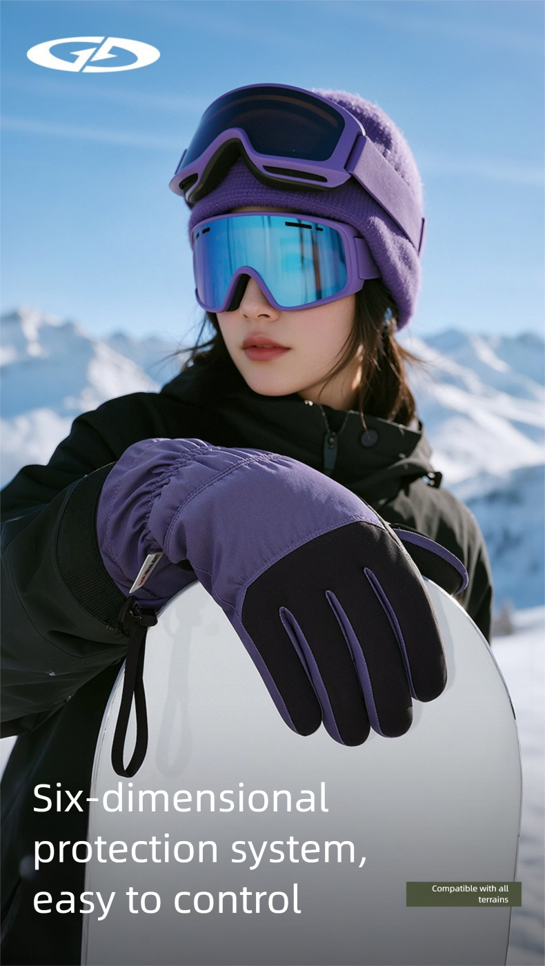 Ski Winter Warm Windproof Cold-proof Outdoor Cycling Touchscreen Fleece Lined Thickened Waterproof Fingerless Gloves_voghion.com