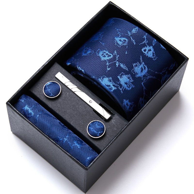 Men's Business Six-Piece Set Polyester Silk Jacquard Solid Color Tie Necktie Custom_voghion.com