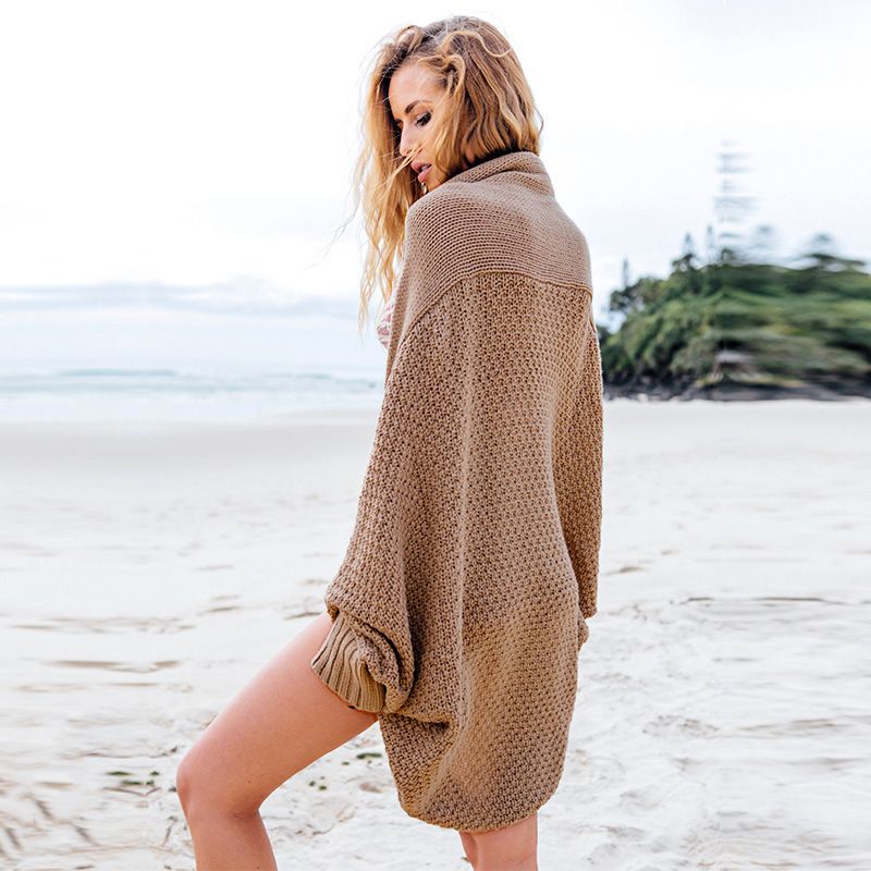 Damen-Strickjacke mit Fledermausärmeln, Damenpullover, Mantel, lange Ärmel, ausgehöhlter Schal_voghion.com