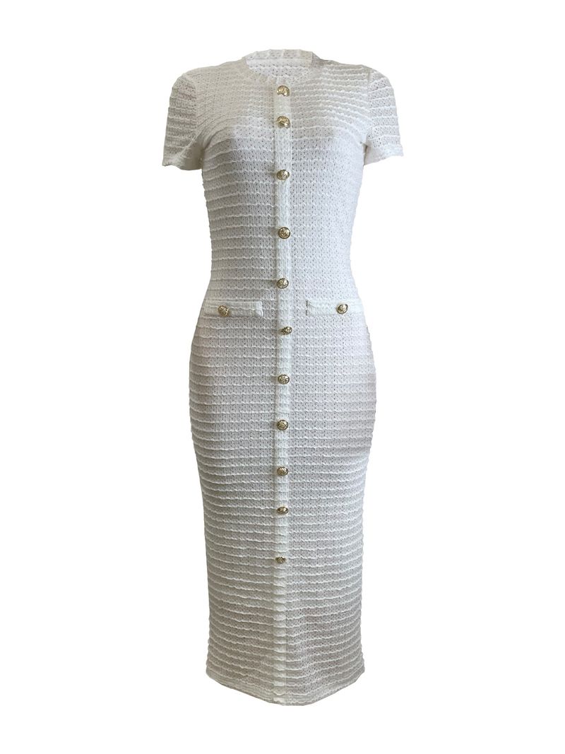 Abito a maniche corte in maglia retrò slim fit da donna_voghion.com