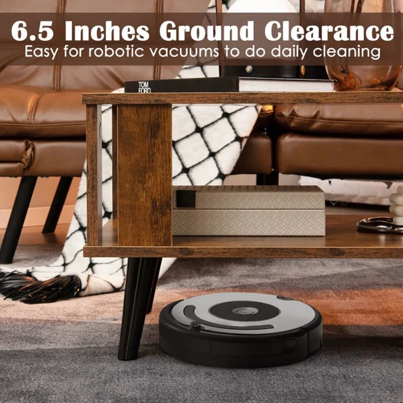 1PC Retro Mid-Century Shelf Living Table Table Room Open With Compact Coffee Storage_voghion.com