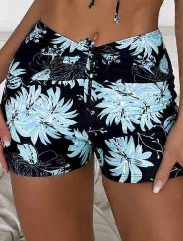 Swim Printed Damen Boxer Konservative High Waist Kordelzug Strand Single Shorts_voghion.com