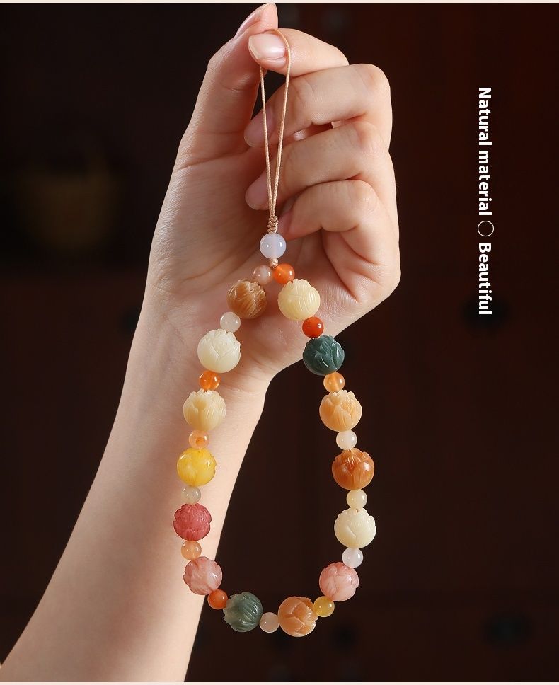 Bodhi Geldblumenkette für Frauen, exquisites und süßes Anti-Verlust-Pedant für das Handgelenk, Seil zum Aufhängen von Telefonhüllen, kleines Pedant für_voghion.com