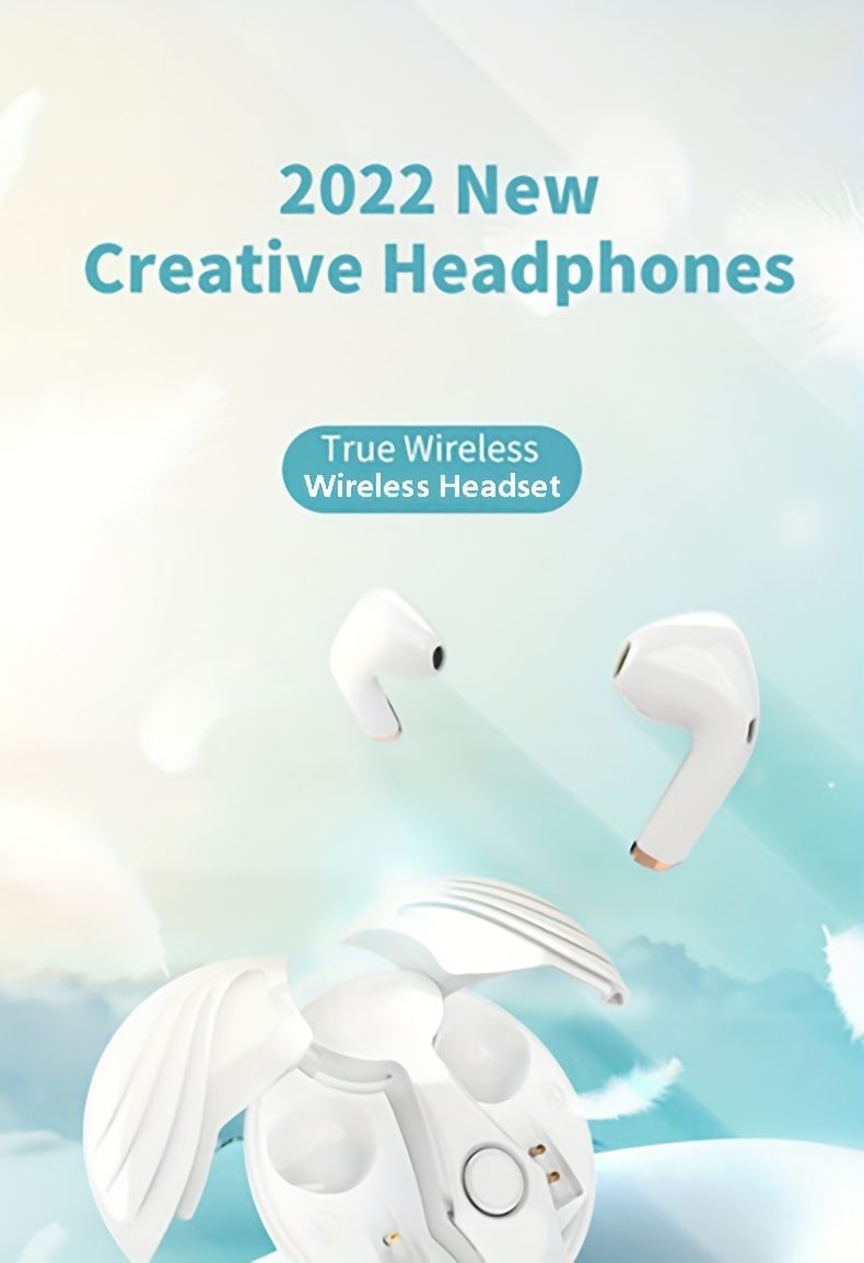 Angel Wings TWS Wireless Headset Half In Ear Premium Sport Running Ultra Long Range Charging Box Creative Opening And Closing Wings_voghion.com