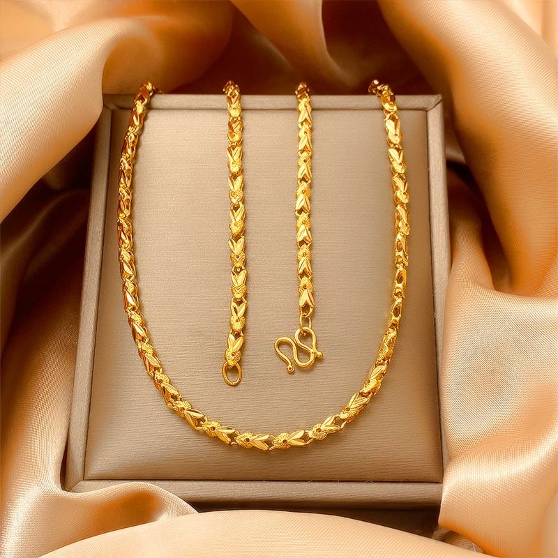 Collana in oro sabbia vietnamita con coniglio, 45 cm, per uomo e donna, placcata in oro, collana spessa, stile coppia, lunga durata, resistente al colore_voghion.com