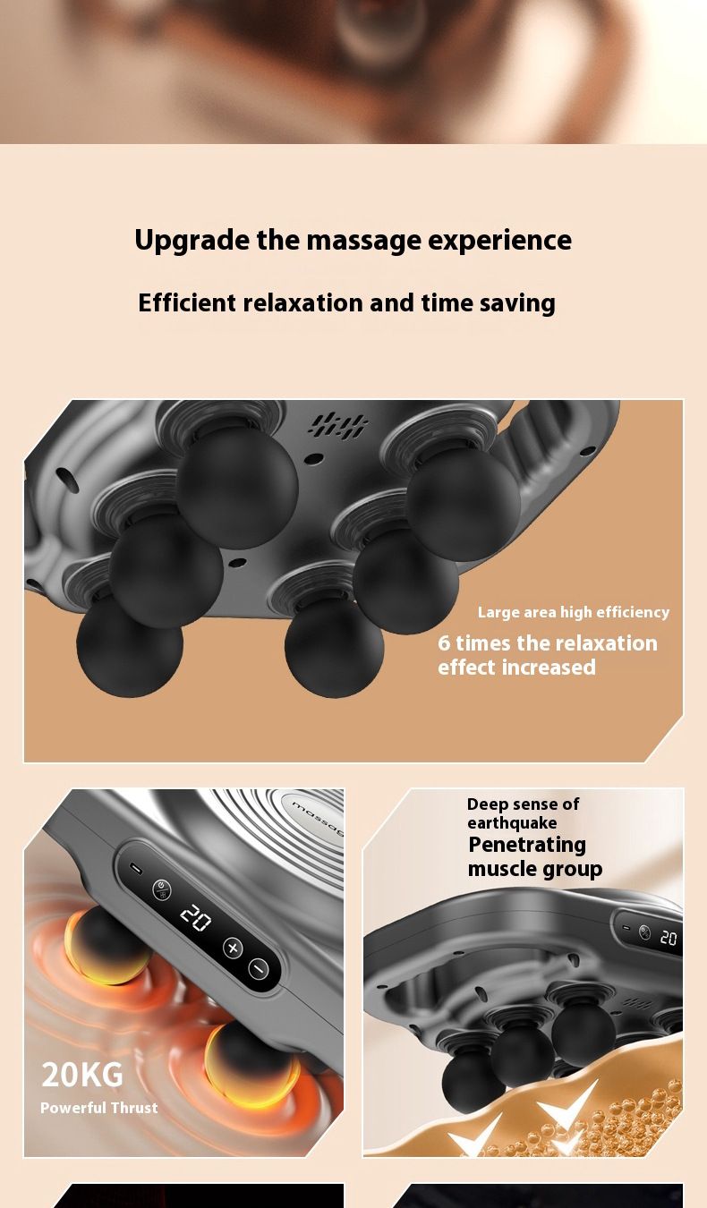 Rechargeable fascia gun Pro grade low back powerful vibration muscle relaxation massager six-head fascia gun_voghion.com