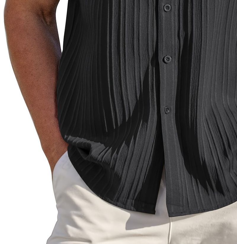Herren Slim Fit Gestreiftes Business Casual Hemd - Atmungsaktive Sommerkleidung für Büro & Freizeit_voghion.com
