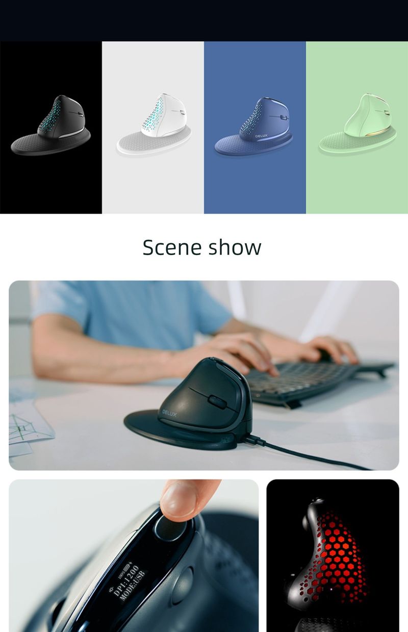 Colorful M618xsd Explorer Wireless Thumb Horizontal Roller Ergonomic Three-Model Rechargeable Vertical Mouse_voghion.com