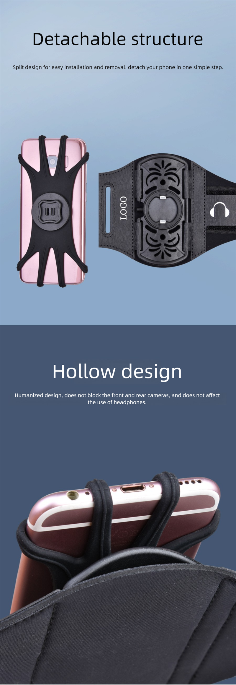 Running Sports Phone Multifunctional Bag Detachable 360-Degree Rotating Arm Cycling Wrist Strap_voghion.com