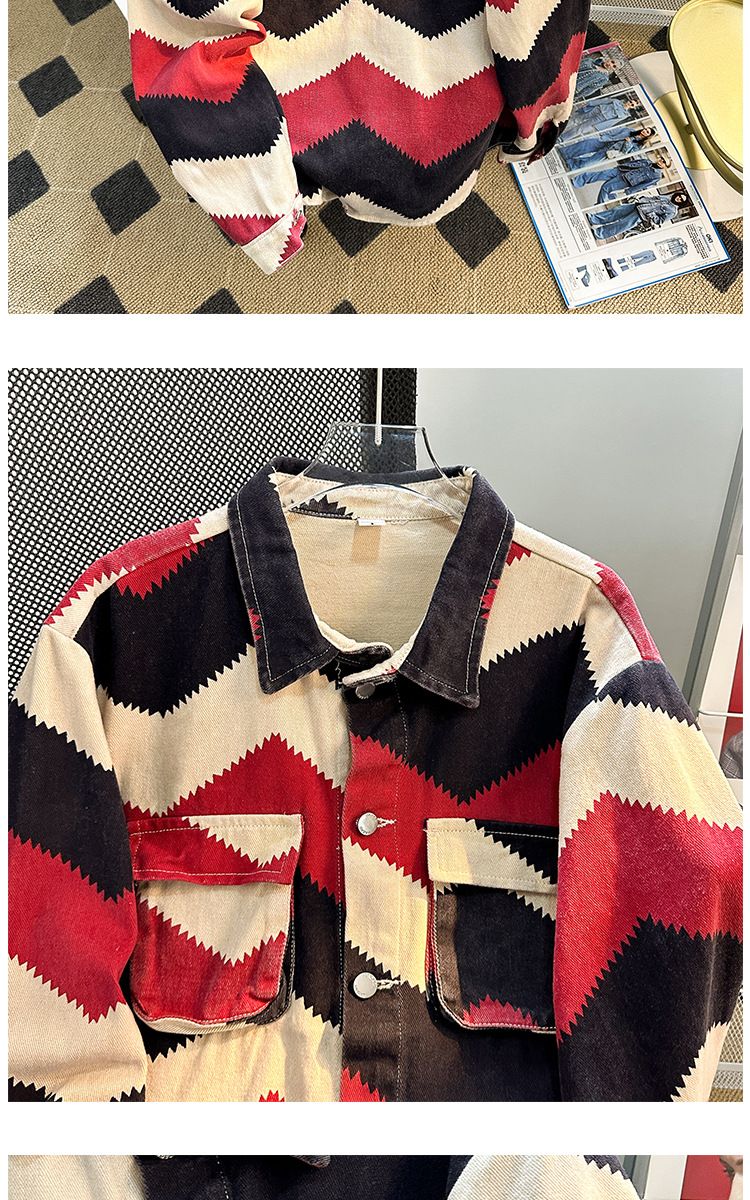 Trendige Jeansjacke für Jungen – lässiger Mantel mit langen Ärmeln und Kragen im Farbblockdesign, entspannte Passform, für alle Jahreszeiten geeignet_voghion.com
