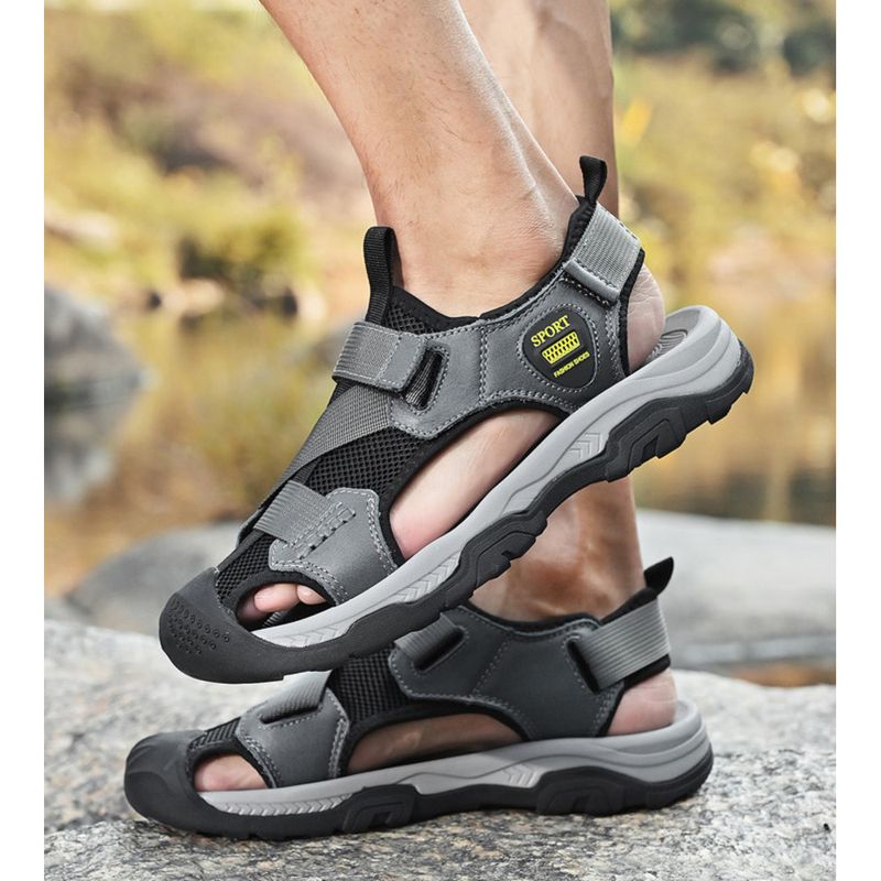 Sandali estivi in pelle di mucca, scarpe da acqua per esterni, scarpe casual da spiaggia da uomo_voghion.com