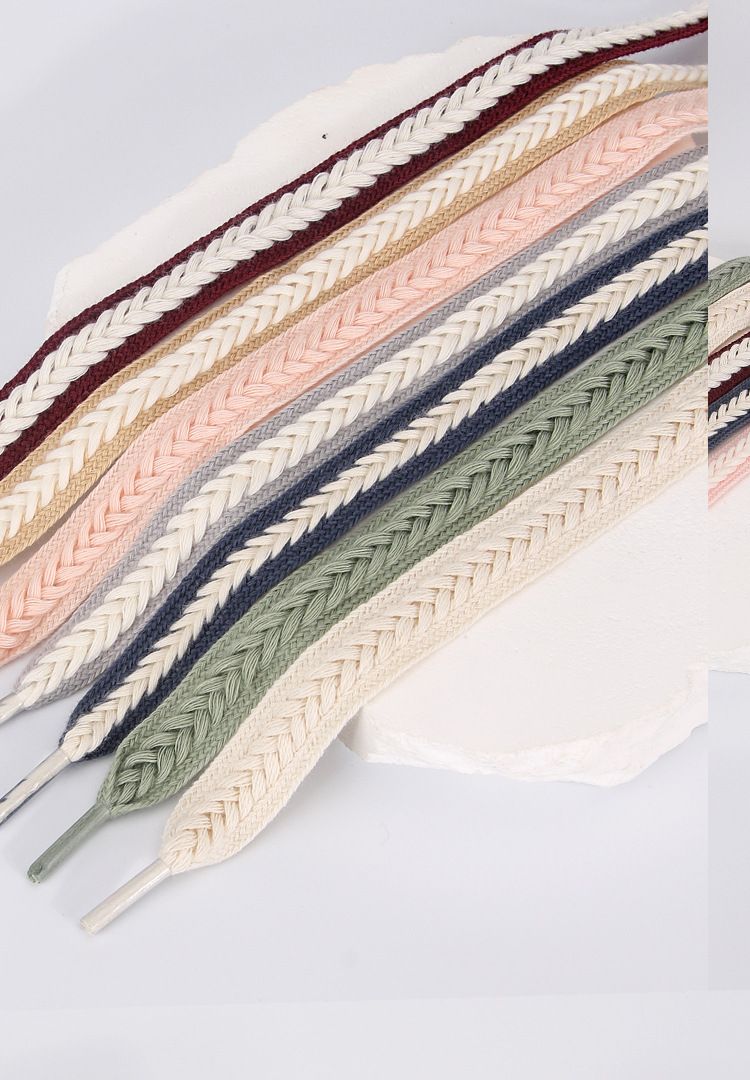 Multi color wheat ear shoelaces twisted flat woven suitable for adults and children's high and low top white casual sports shoes_voghion.com