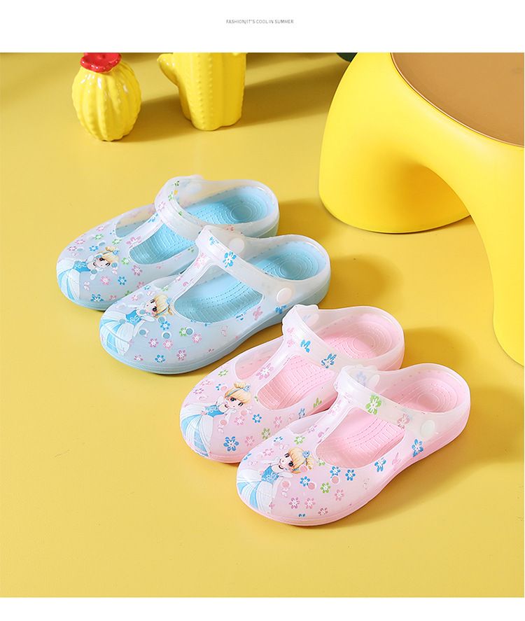 Children's Cave Sommer-Hausschuhe für kleine Prinzessinnen, glatte, weiche Sohle, Cartoon-Strandhausschuhe für kleine, mittelgroße und große Mädchen_voghion.com