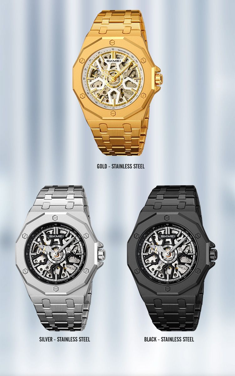 MEI Luxury Mechanical Movement Mens Casual Alloy Watches Movement Waterproof Mens Wristwatches Week Display Male Clock M036_voghion.com