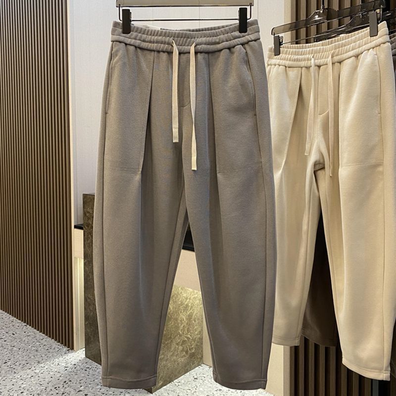 Männer Kleeder Internet Promi Hot Style Moud Sweatpants Männer Hierscht a Wanter neie Stil loose Casual Hosen massiv Faarf Breet Been Harem Hosen_voghion.com