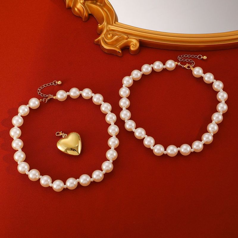 Collana con perline rotonde esagerate in stile punk europeo e americano, collana personalizzata a forma di amore rimovibile con nicchia temperamento_voghion.com