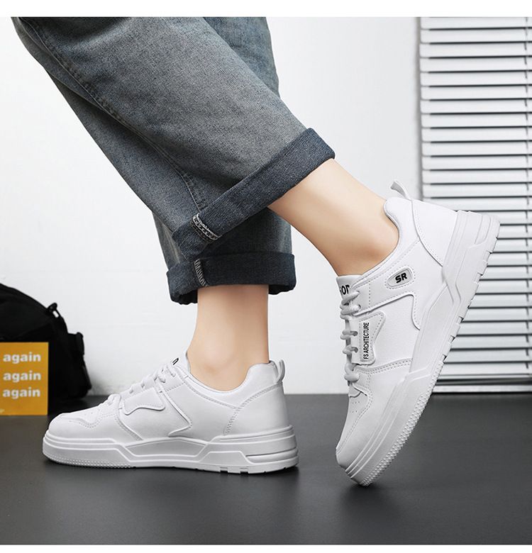 Summer New Breathable Men's Korean Style Trendy Versatile White Thick Sole Sports Shoes Casual Sneakers_voghion.com