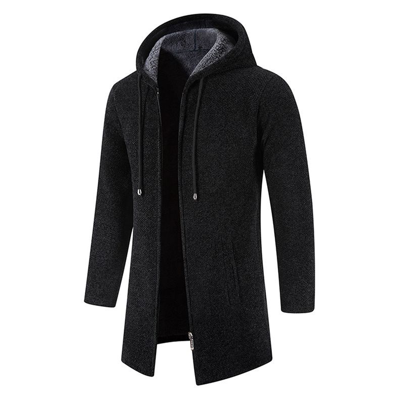 Men's medium length loose large size sweater coat knit cardigan men's top_voghion.com