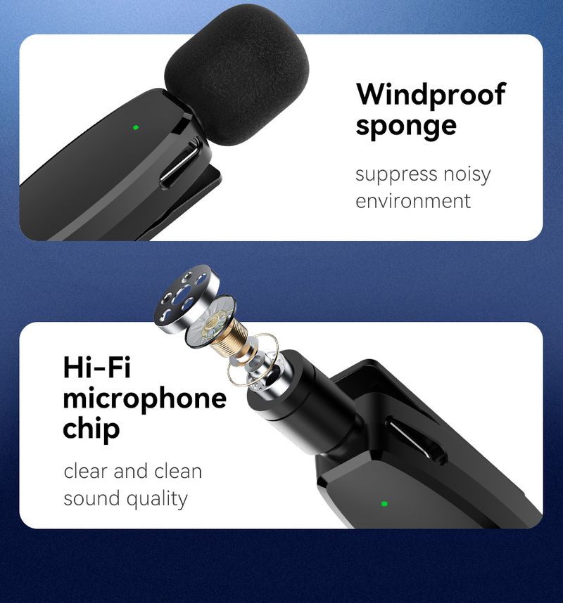 Ulanzi V6 2,4G 3 in 1 Wireless Lavalier-Mikrofon Ligh Typ-C 3,5mm Anschlüsse für iPhone 15 Android Kamera Laptop_voghion.com