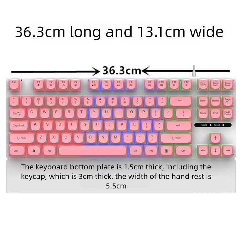 Floating Backlit Keyboard 87 Keys Wired USB Laptop External Desktop Computer Universal E-sports Gaming_voghion.com