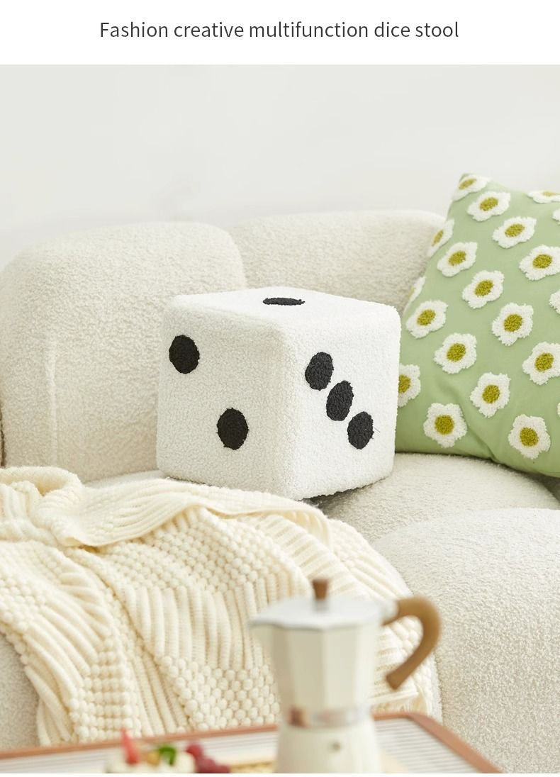 Schuhwechsel-Würfel-Kissen, Teddy-Samthocker für Wohnzimmer/Eingangsbereich, niedriger quadratischer Hocker_voghion.com