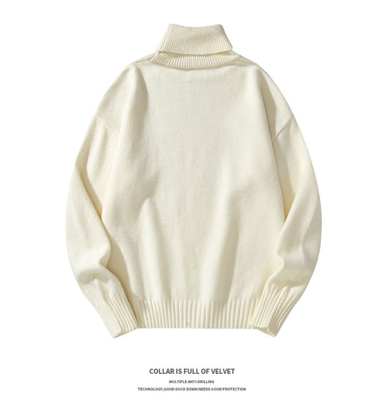 Herren-Strickpullover mit Stehkragen – einfarbig, dicker, warmer Pullover für Herbst und Winter_voghion.com