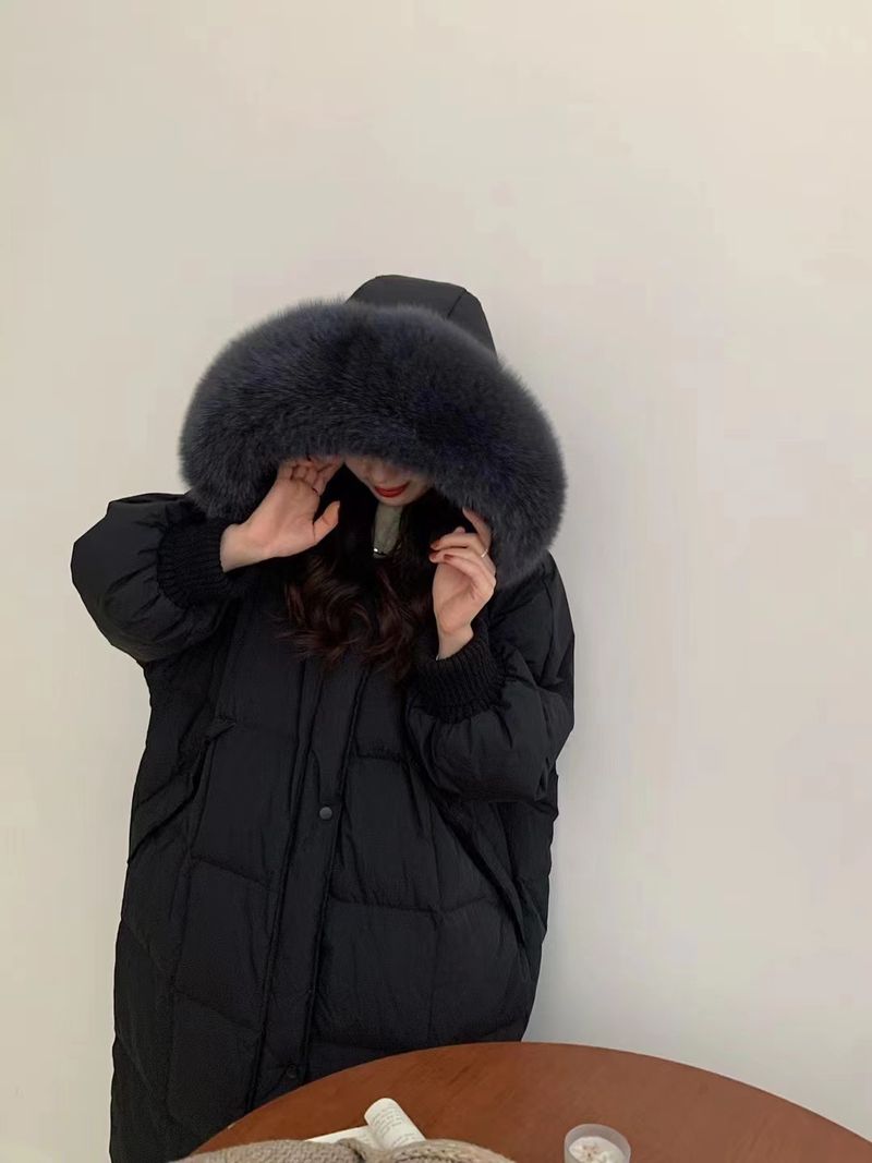 Damenmode lange Kapuzenjacke Warme Jacke_voghion.com