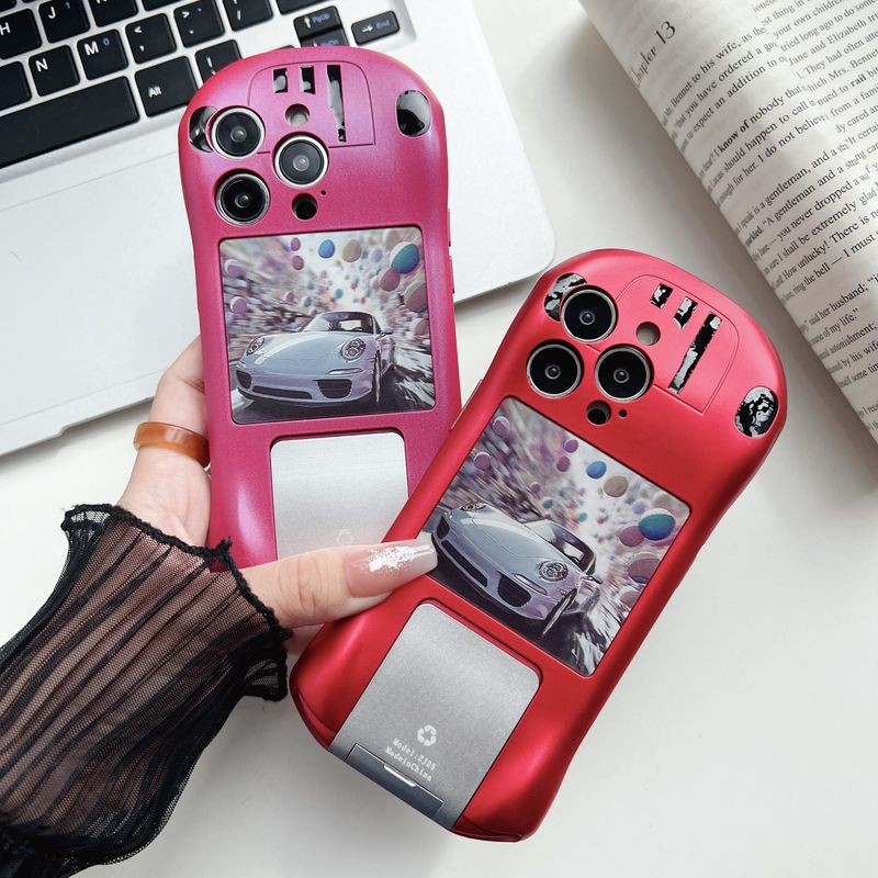 White Concealed Bracket Supercar Suitable For 15 Phone Case 15 Creative 14 Pro Max Anti-fall 14 Pro Fashion 13 Pro Small Car Shaped 12 Pro_voghion.com