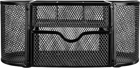 Basics Mesh Desk Office Organizer, Black, 9.25" X 4.53" X 3.94"_voghion.com