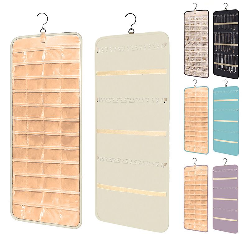Organizer per gioielli in PVC bifacciale da appendere - Borsa portaoggetti con cerniera per collane, anelli e accessori (design sigillato, tasche trasparenti anti-ossidazione)_voghion.com