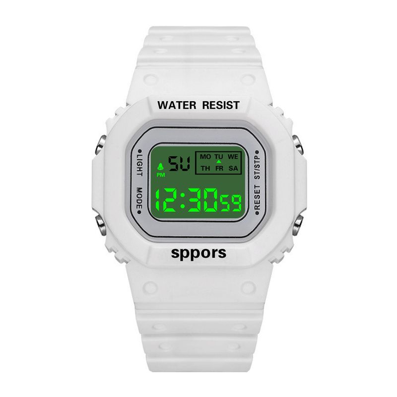 Orologio LCD impermeabile per bambini - Piccolo orologio sportivo multifunzione luminoso quadrato per ragazzi e ragazze (semplice stile coreano con sveglia e cronometro)_voghion.com