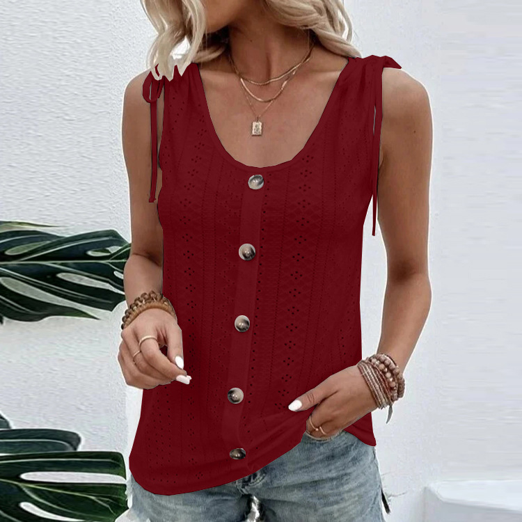 Women's 2023 spring and summer new style women's sexy casual solid color U neck vest _voghion.com