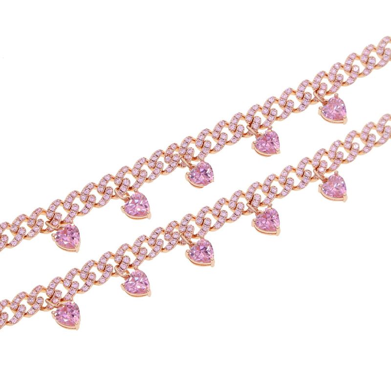 Bijoux et accessoires Chaîne cubaine 32 + 10 Chaîne d'extension pour femme Hip Hop Nouveau collier incrusté d'un pendentif en pierre blanche en forme de cœur_voghion.com