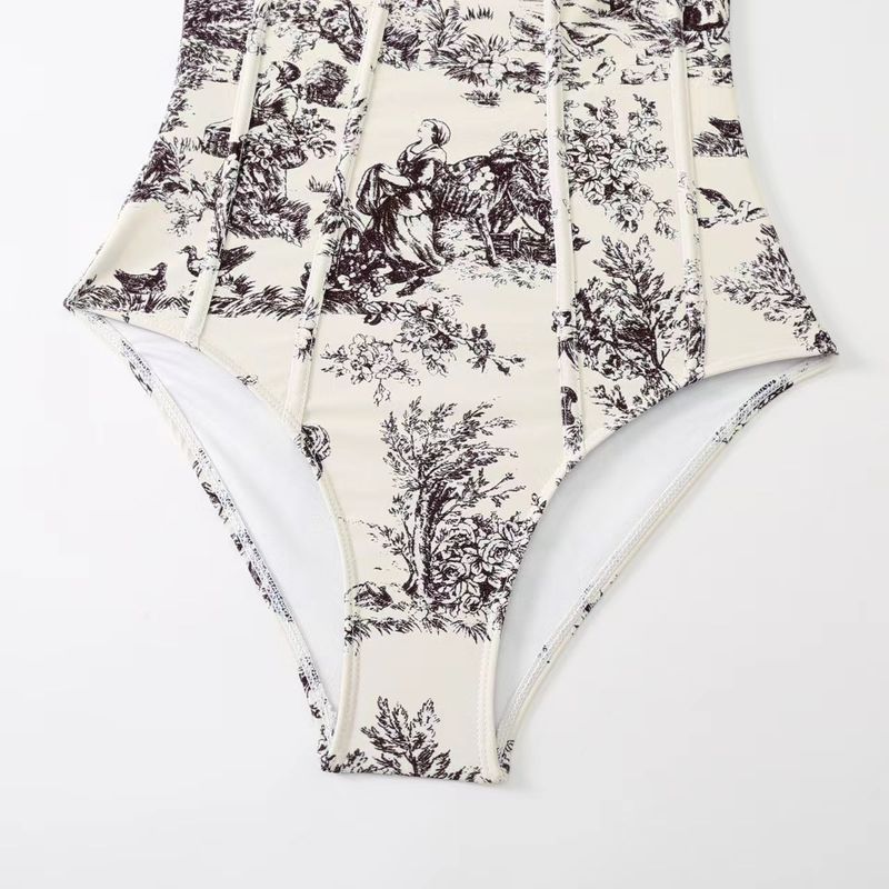 Roupas femininas Maiô de uma peça Feminino justo justo fino retrô protetor solar saia longa maiô de duas peças de primavera quente_voghion.com