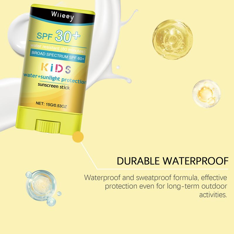Wieey 15g SPF30+ Crema Solare Stick per Bambini Rinfrescante per la Pelle Antiossidante Controllo del Sebo Protezione Estiva UV Stick Solare Impermeabile_voghion.com