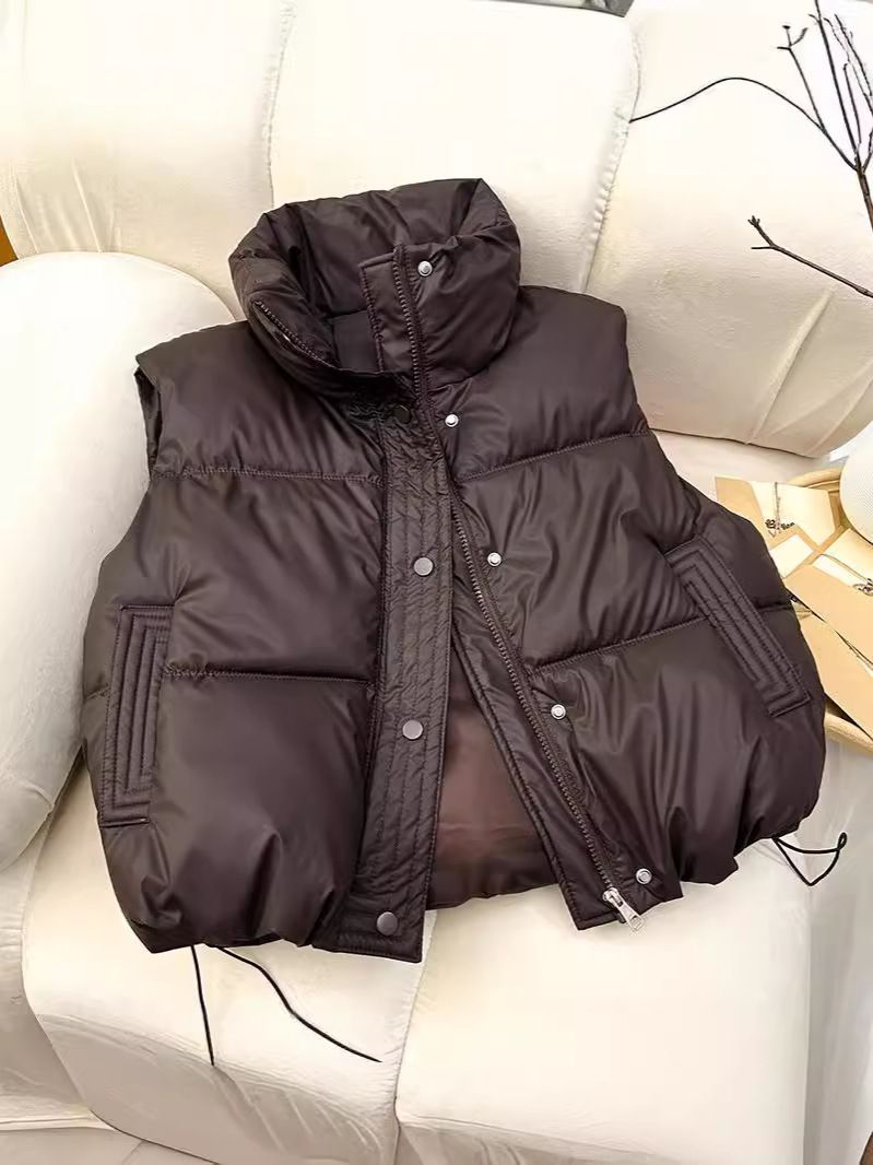 Ärmelloser Steppwestenmantel für Damen – leichte, wattierte Jacke für zierliche Frauen, lässige, lockere Passform, einfarbig, modische Oberbekleidung für Frühling und Herbst_voghion.com