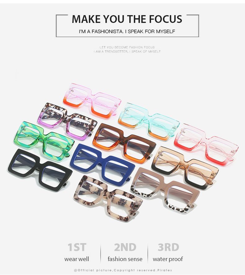 New Large Anti Blue Light For Women, Fashionable Computer Goggles, Dual Color Transparent Square Glasses Frame_voghion.com
