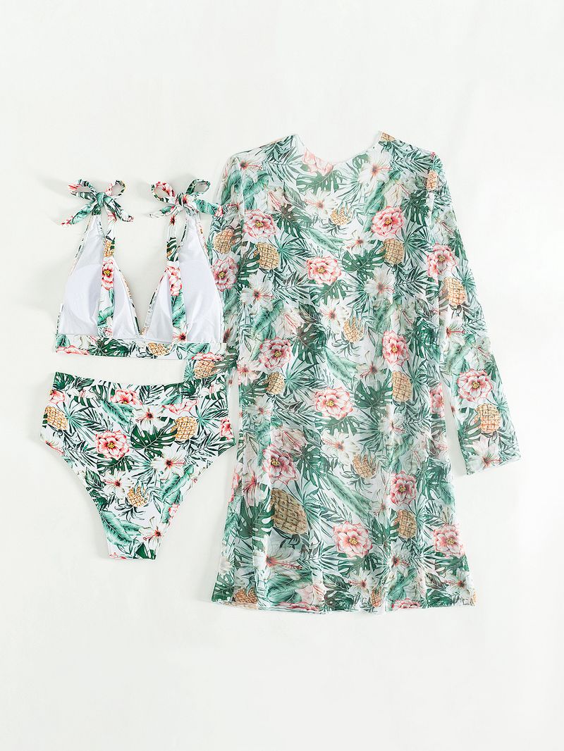 Women's Premium Bikini Set - 3 Piece Sexy Swimwear With Floral Print & Multiple Colors_voghion.com