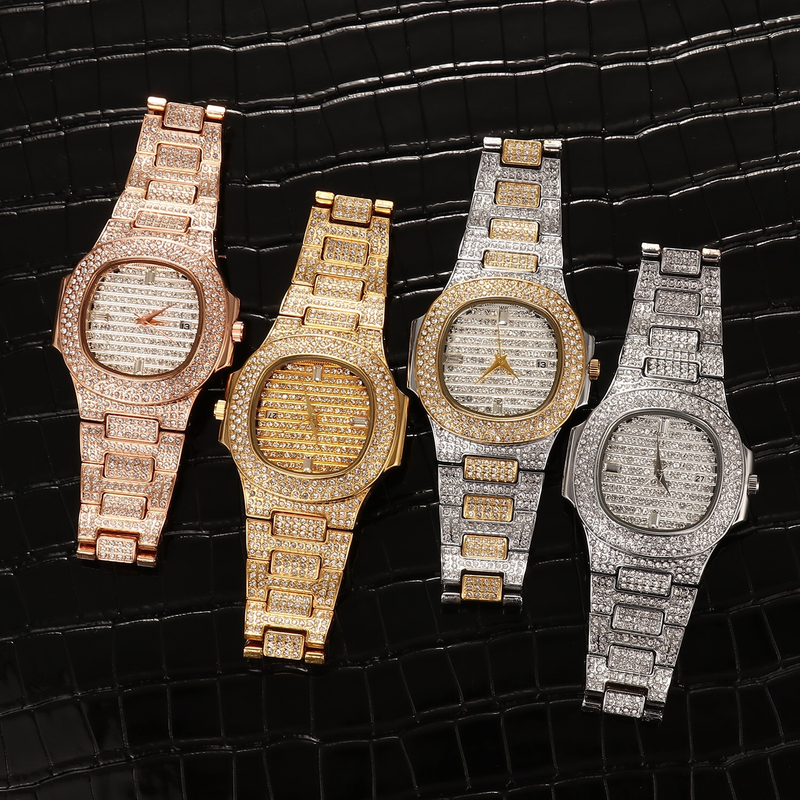 Orologio da uomo al quarzo impermeabile con stella del cielo tempestato di diamanti con calendario della moda di fascia alta MISSFOX_voghion.com