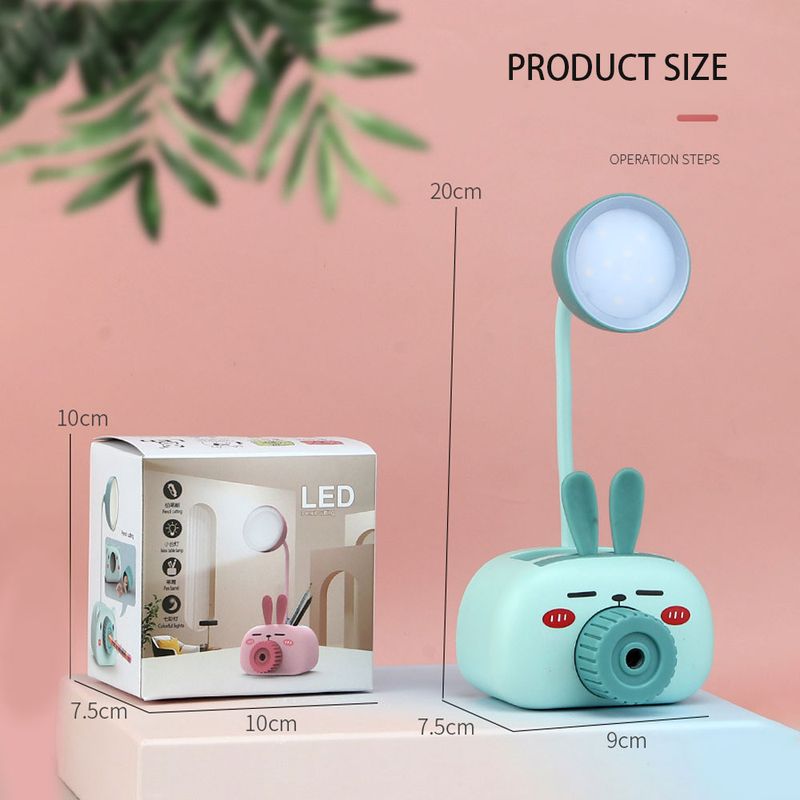 Lampe de bureau en forme de cochon mignon avec taille-crayon, rangement, porte-stylo, lampe de table à LED pour étudiants, protection des yeux USB, veilleuse de lecture_voghion.com