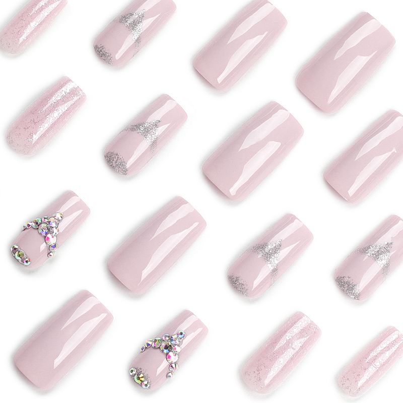 Spicy Girl Explosive Flash Wearing Solid Color Sparkling Powder Long Beauty False New Finished Nail Patch_voghion.com
