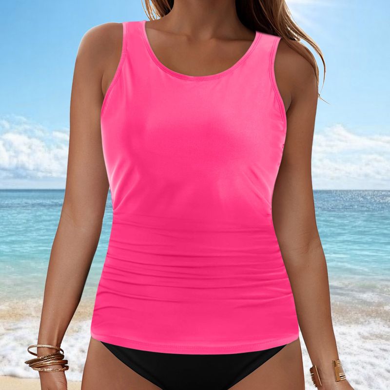 Women's Clothing Solid Color Split Swimsuit Solid Color Sexy Bikini Beach Hot Spring Swimsuit Single Top_voghion.com