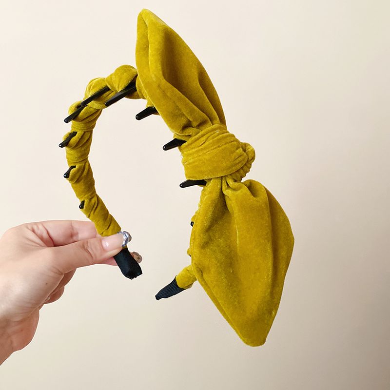 Nuove dolci orecchie da coniglio larghe per donne giapponesi e coreane, versatile fascia per capelli in velluto tinta unita con fiocco, accessori per capelli_voghion.com