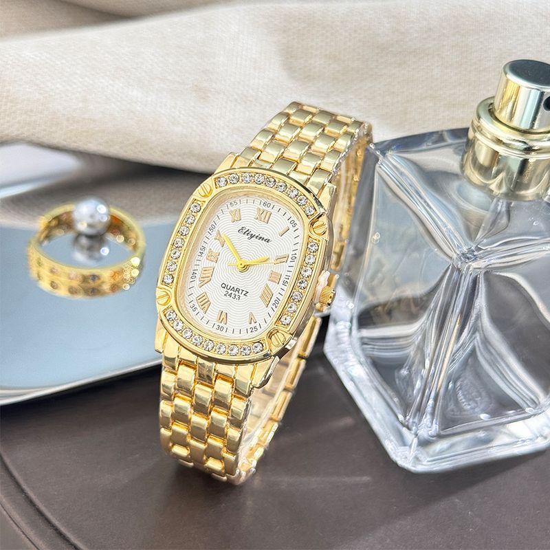 Orologio da donna con diamanti, quadrante quadrato ovale, temperamento alla moda, regalo per lavoro, tutti i giorni, compleanno, anniversario, San Valentino_voghion.com