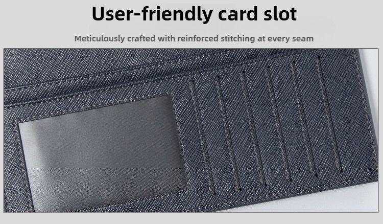 BAELLERRY Men's Long Wallet, Stylish Ultra-Thin Bifold Wallet Features 8 Card Slots And An ID Window Ideal For Business Attire And Everyday Use_voghion.com