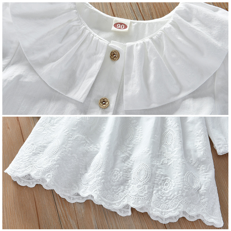 Abito a maniche lunghe da ragazza Primavera e autunno 2021 Nuova edizione coreana Principessa della moda per bambini bianca alla moda per bambini_voghion.com