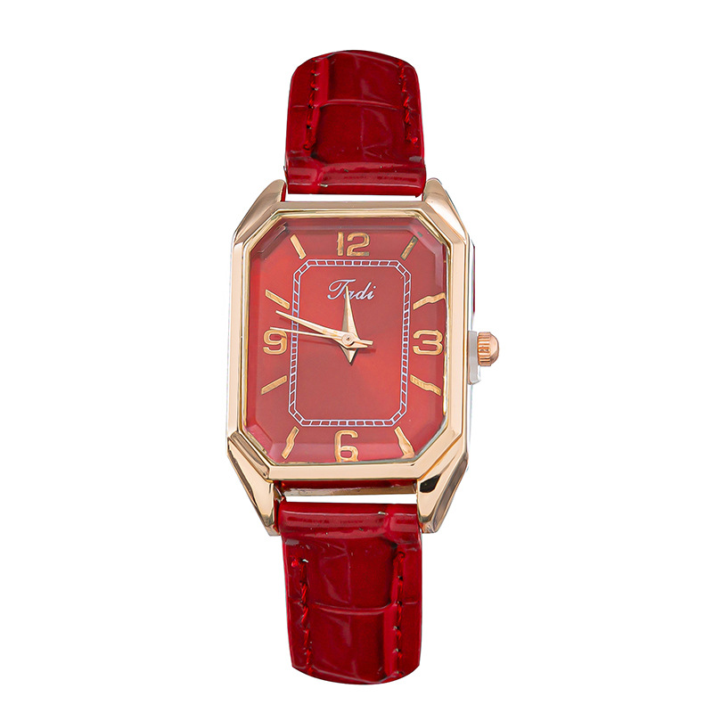 Pinduoduo 2024 Trendy New Bright Belt Women's Square Fashion Digital Scale Quartz Watch_voghion.com